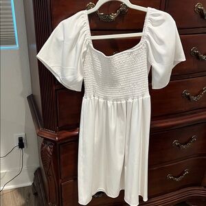 SHEIN White Puff Sleeve Mini Dress